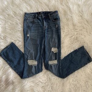 Hollister Ripped Blue Straight Leg Jeans